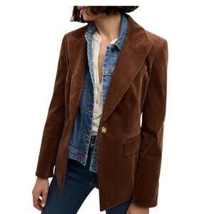 NWT Veronica Beard Black One Button Cord Blazer